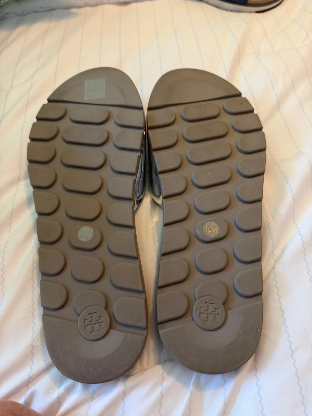 Tory Burch mellow buckle slide sandal in mirrored Metallic  10 new in box